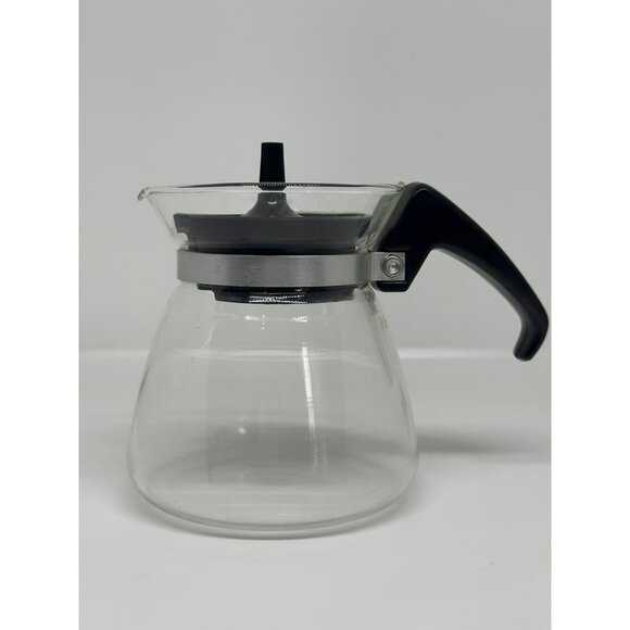 VTG Unknown Brand Glass Small Mini Coffee Tea Carafe Pot With Lid Handle Serving - Picture 1 of 5